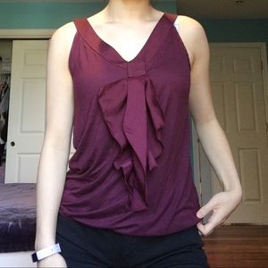 Medium Petite LOFT Purple Ruffle Tank Blouse